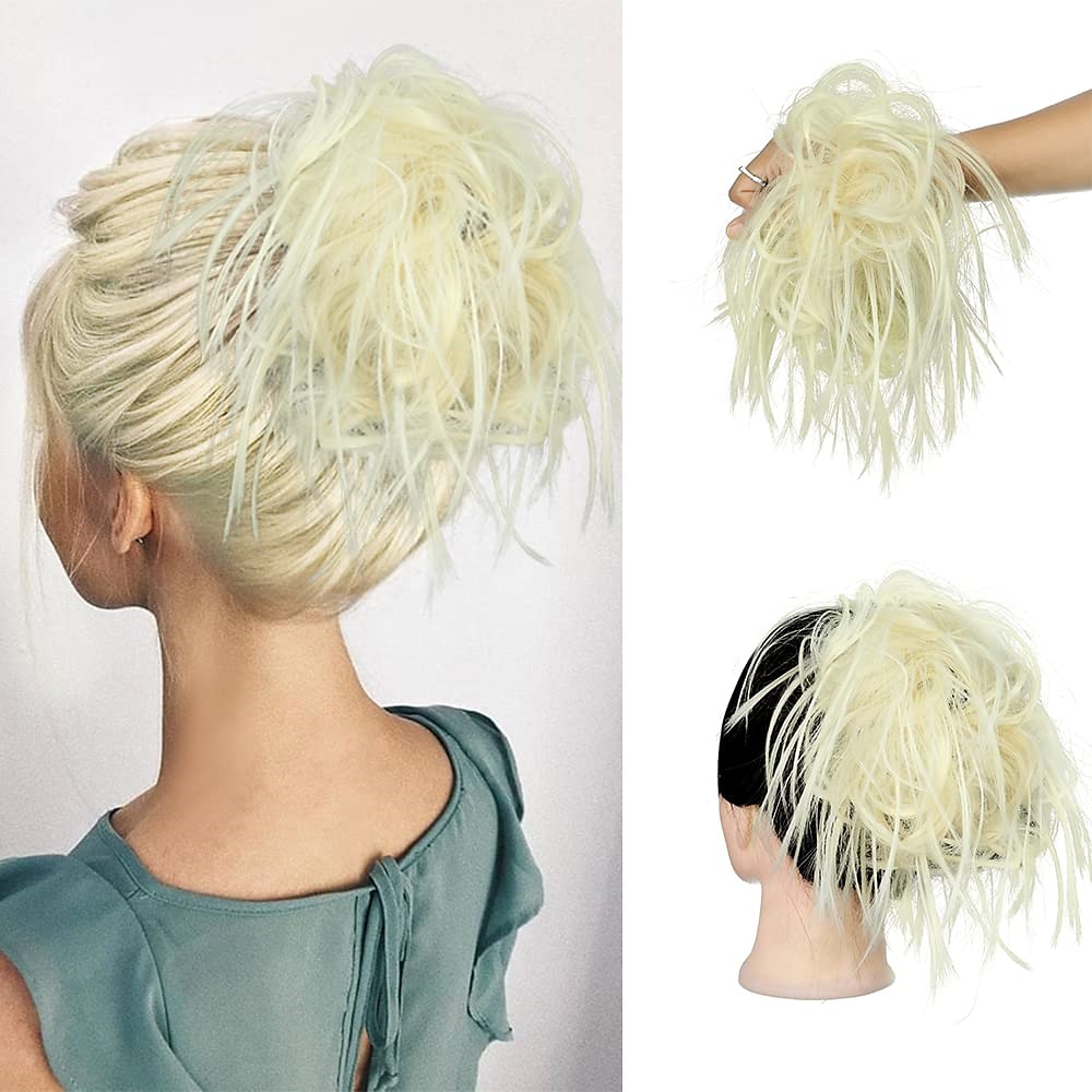 chignon ébouriffé chignon désordonné extensions de chignon avec élastique élastique queue de cheval chouchous pour femme (mélange brun blond clair) de 2025 ? $18.49 –P11