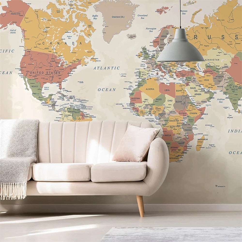 Mapa do mundo papel de parede mural atlas vintage cobertura de parede adesivo peel and stick removível pvc/material de vinil autoadesivo/adesivo necessário decoração de parede para sala de estar de 2026 por $47.99 –P2