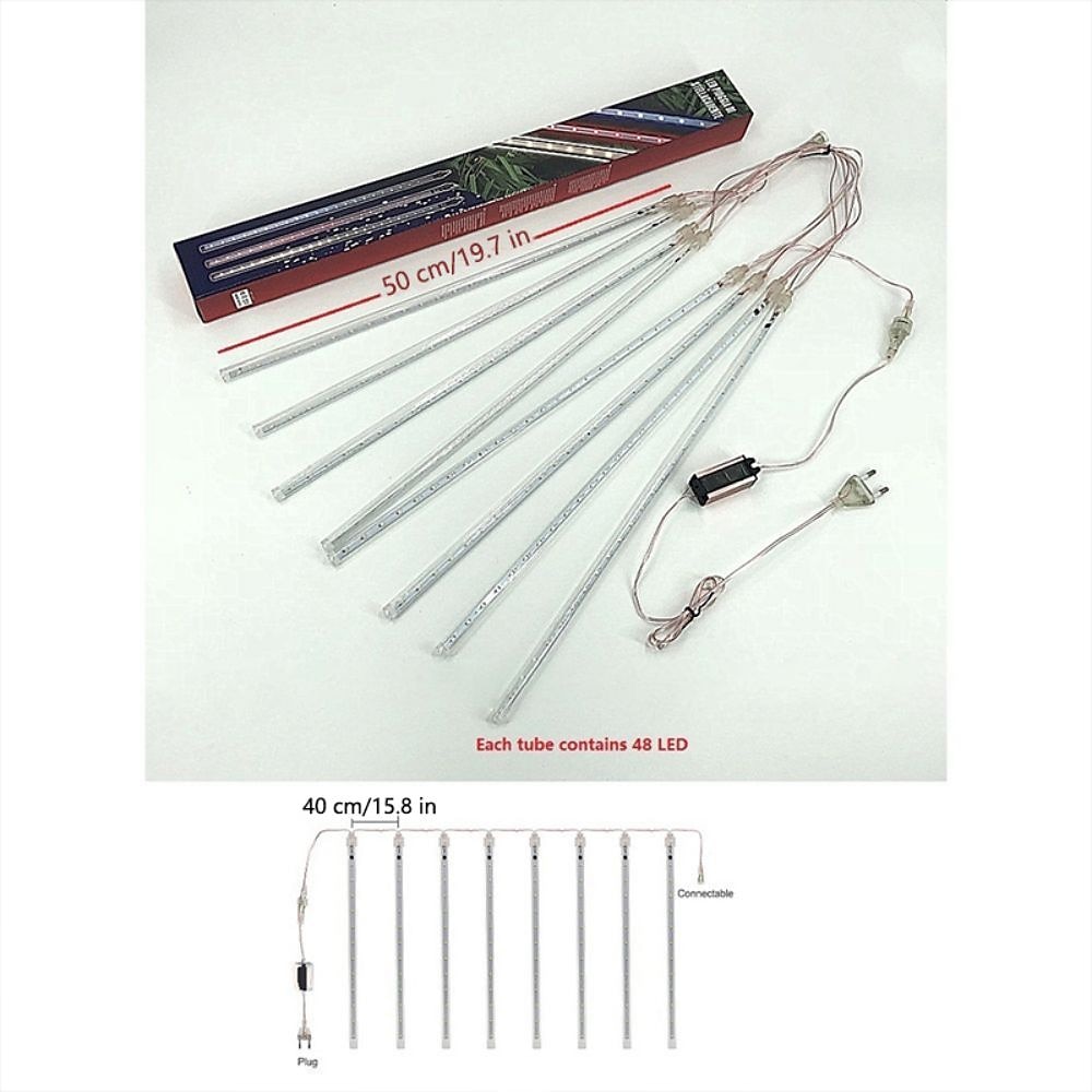 meteorregn regnlys 8 rør 30cm 50cm 384led 192led (11,8 "/ 19,7") strenglys utendørs vanntett til jul bryllupsfest dekorasjon 1 pakke 3 pakker 2025 - $17.49 –P13