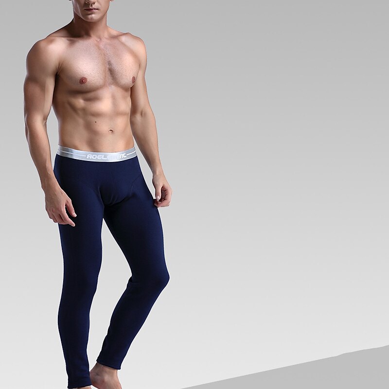 Herren Lange Unterhosen Thermounterwäsche Thermohose Einfarbig Basic Einfach Casual Heim Täglich Polyester Warm Atmungsaktiv Lange Hose Hose Elastische Taille Winter Herbst Schwarz Blau 2025 - $21.99 –P6