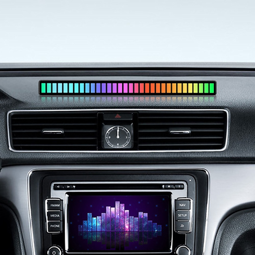 RGB Voice-controlled Synchronous Rhythm Light Internet Popular Color Music Environment Light Car Desktop Sensing Creative Led Atmosphere Light 2024 - $12.99 –P7