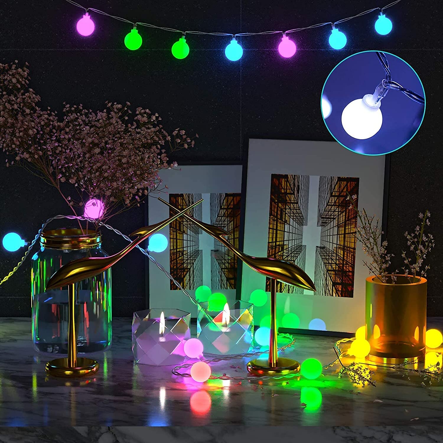 Mini Globe String Lights Christmas Decorative Lights 10M 16 Color Full-color Switching Remote Control Dimming Timing USB Power Supply 1 Set 2025 - $21.99 –P9