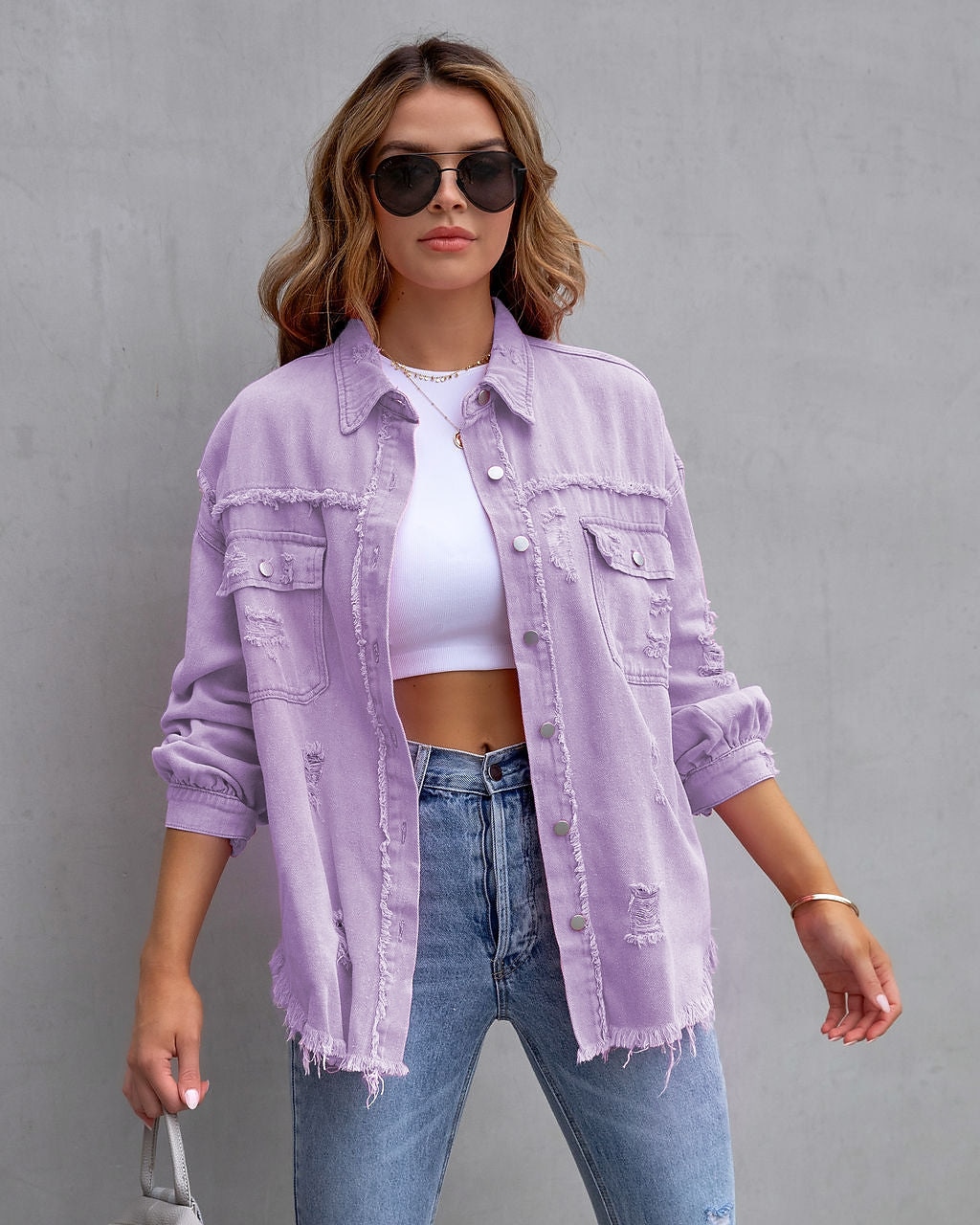 Women's Shacket Plain Basic Long Sleeve Shirt Collar Regular Tops Valentine's Day Casual Daily Buttons Pocket Pink Purple Orange Spring Fall 2025 - $35.99 –P15