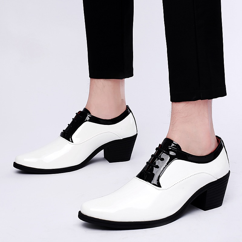 Men's Oxfords Dress Shoes Christmas Party Collections Casual British Wedding Party & Evening PU Black Red White Color Block Winter Fall 2025 - $59.99 –P7