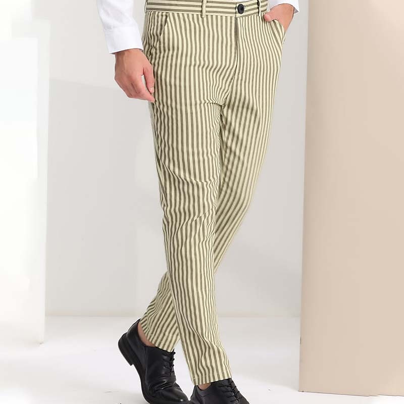 Men's Trousers Chinos Jogger Pants Pocket Straight Leg Stripe Comfort Daily Holiday Going out Fashion Classic Black Blue Micro-elastic 2025 - $21.99 –P9