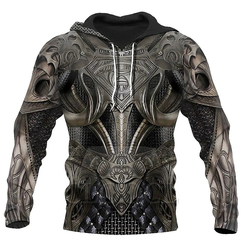 Herre Grafisk Rustning Viking Hattetrøje Hettegensere Genser Sportsklær Fritid Langermet Med hette Avslappet Daglig Ferie 1 2 Blondér Vår & Vinter Designer 2025 - $29.99 –P5