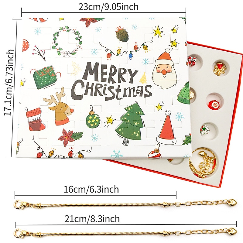 Gold Set 24 Countdown Calendar Advent Surprise Blind Box Diy Creative Bracelet Christmas Gift Advent Calendar Christmas Gifts 2025 - $13.49 –P6