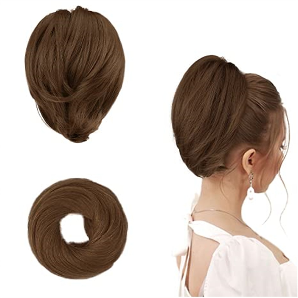 hiukset nuttura poninhäntäpidennys suora synteettinen hiuslisä täysin lyhyt poninhäntä nuttura pidennykset hiustarvikkeet joustava helppo scrunchie naisille vaalea kullanruskea sekoitus vaalean 2025 - $9.49 –P4