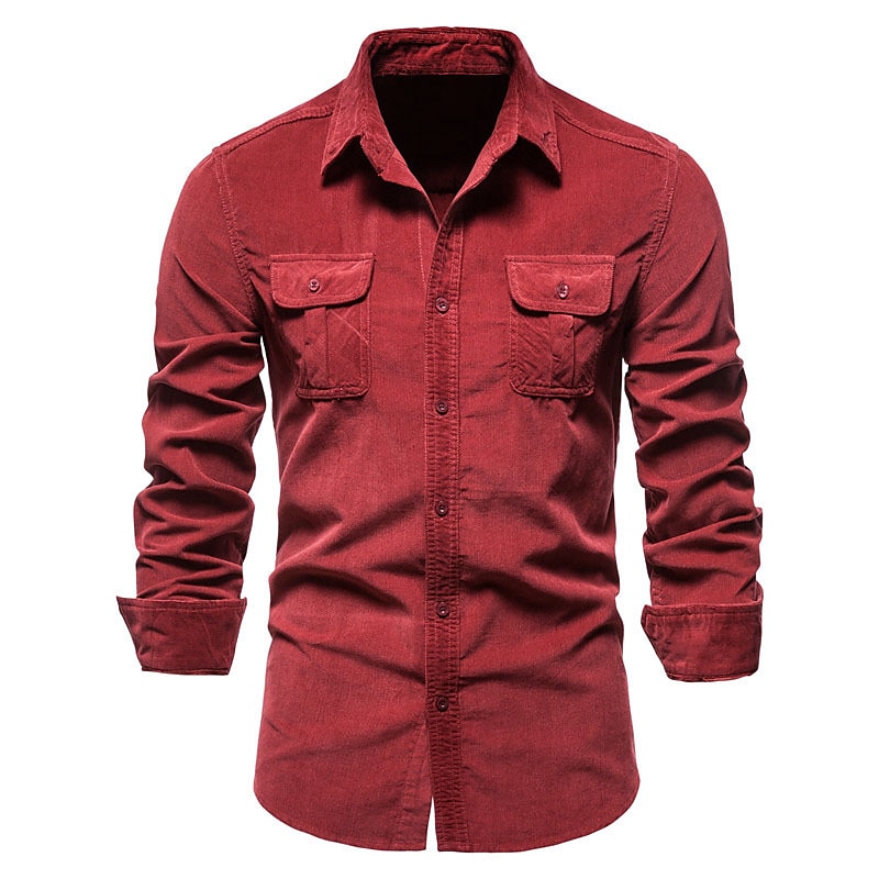 Herr Skjorta Sommarskjorta Manchesterskjorta Knapp upp skjorta Blå Brun Grön Grå Långärmad Slät Nedvikt Ledigt Dagligen Button-Down Kläder Bomull Mode Streetwear Klassisk 2025 - $35.99 –P2