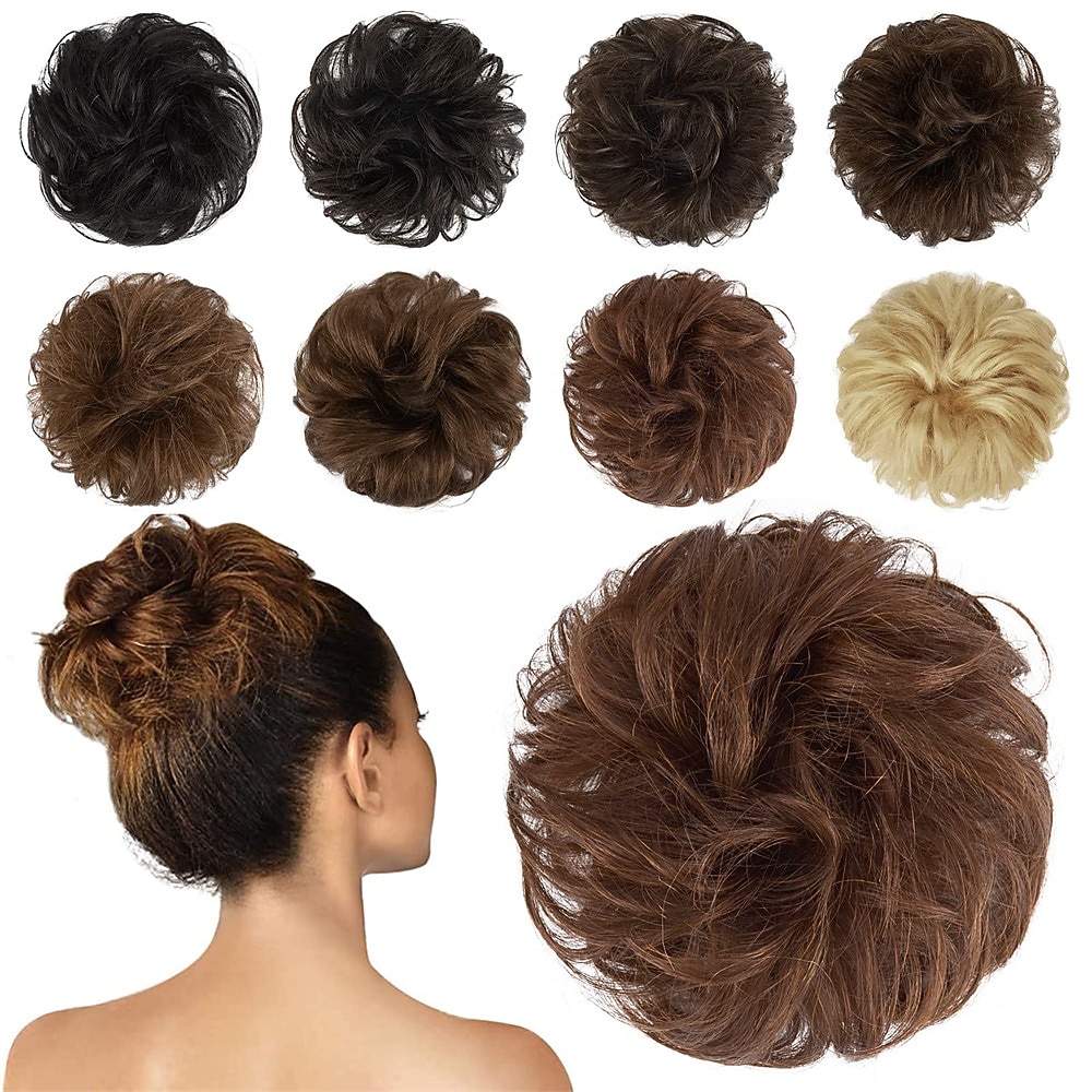 menneskehår rotete boller 100% menneskehår knuller hårstykke ekte menneskehår bølget ask blondt hår scrunchies bustete oppsatte hårstykker for kvinner jenter 2025 - $12.99 –P6