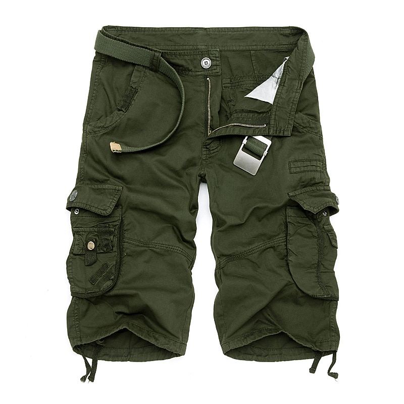 Homens Bermuda Cargo Calção Shorts de Trilha Bolsos Tecido Conforto Respirável Comprimento do joelho Trabalho Casual Diário Moda Roupa de rua Exército verde açafrão de 2026 por $28.99 –P4