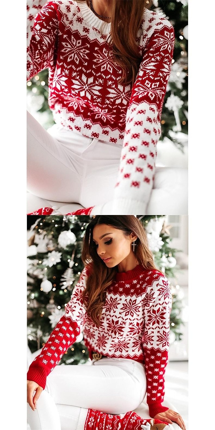 Ren Snöflinga Ful jultröja Jumper Dam Jul Vuxen Vuxna Jul julafton Jul Fest Topp 2025 - $43.99 –P12