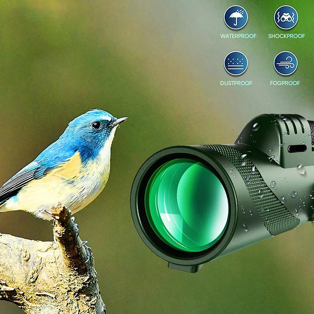 50x60 Monocular Telescope Phone Camera Waterproof Monocular Focus with Single Hand Clear Low Light Night Vision for Star Watching Ball Games Sightseeing Travel Camping Hiking Smartphone Adapter 2025 - $29.99 –P8