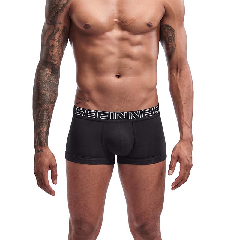 Men's 1pack Underwear Basic Panties Boxers Underwear Briefs Print Cotton Antibacterial Leak Proof Letter Mid Waist Black White 2025 - $10.49 –P2