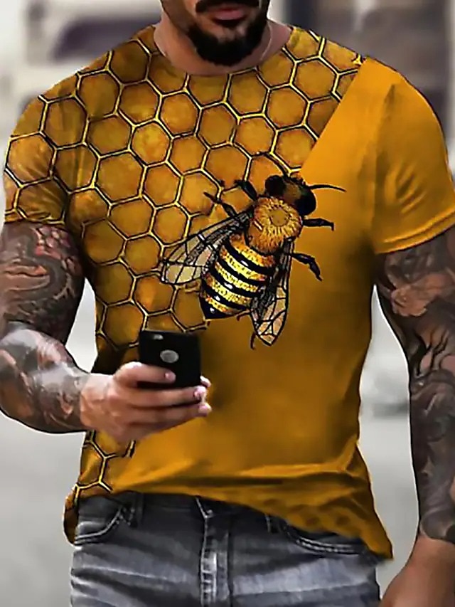2025年 男性用 男女兼用 ミツバチ グラフィック シャツ Tシャツ 面白いTシャツ 半袖 Tシャツ 3Dプリント クルーネック シャツ デザイナー カジュアル 大きくて背が高い 日常 祝日 イエロー ライトブラウン オレンジ 夏 衣類 S M L XL XXL 3XL 4XL コレクション – $17.99 –P5