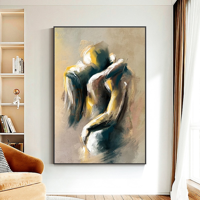 Handmade obraz olejny na płótnie dekoracja ścienna abstrakcyjne nagie figury para do wystroju domu walcowane bezramowe nierozciągnięte malarstwo! 2025 - $108.99 –P13