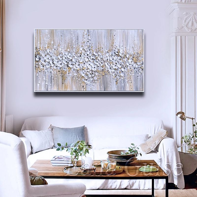 Pintura al óleo hecha a mano lienzo arte de la pared decoración espátula pintura clásica flor de ciruelo blanco para decoración del hogar enrollado sin marco pintura sin estirar 2025 - zł369.99 –P15