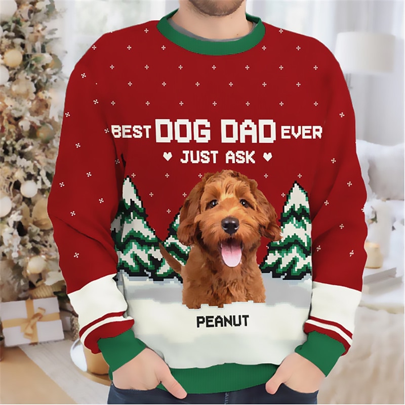 Hombre Animal Perro Estampados Sudadera Sudadera Pull-over Manga Larga Camisa de entrenamiento Cuello Barco Ropa de calle Design Básico Impresión 3D Navidad Diario Deportes Estampado Primavera & Otoño 2025 - $30.99 –P1