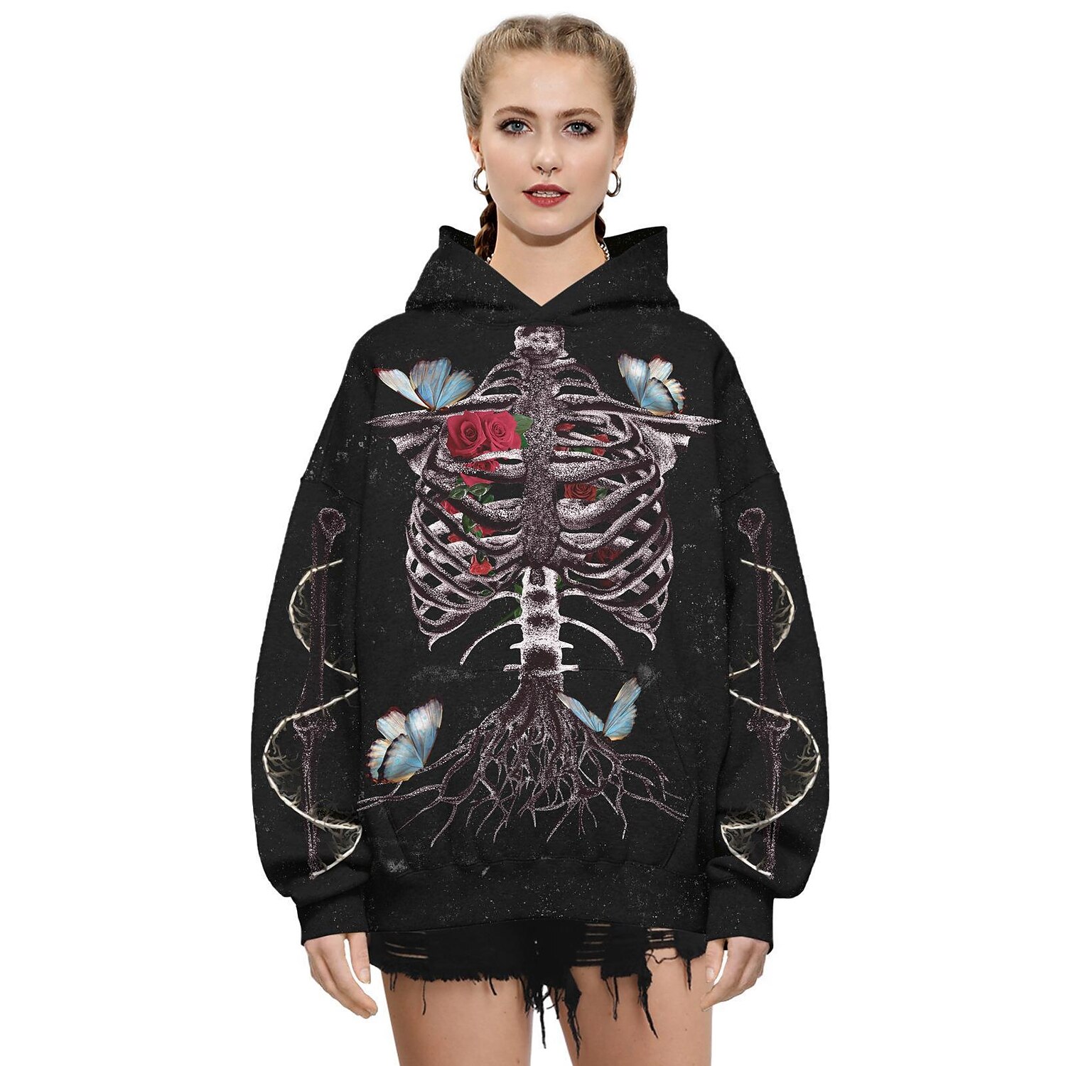 Punk Gothic Skeleton Skull Hoodie Skull Front Pocket Graphic For Couple's Men's Women's Adults' Masquerade 3D Print Casual Daily 2025 - $34.99 –P13