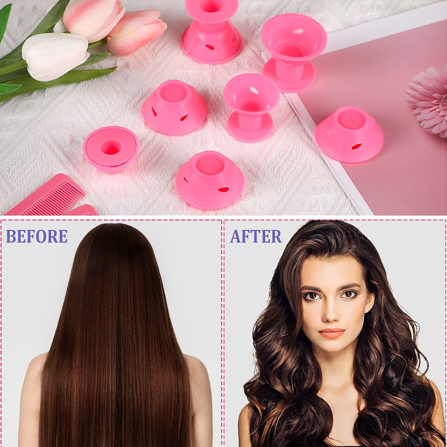 Magic Silicone Hair Rollers Heatless Curling Rod Headband Include Large Overnight Hair Curlers Small Curlers for Women Girls Long and Short Hair 2025 - $18.99 –P4