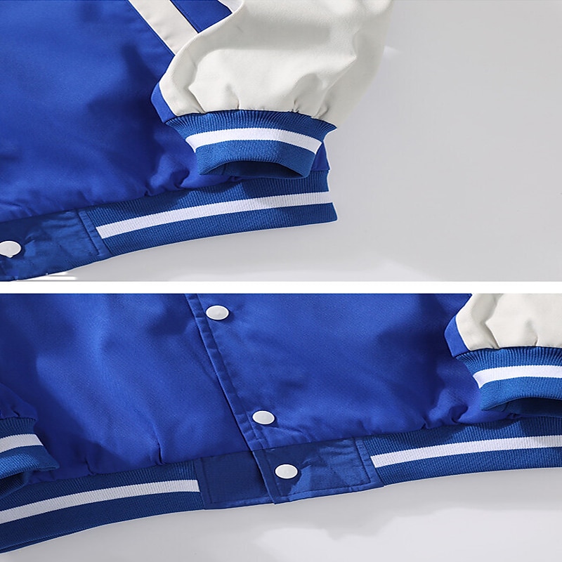 White & Royal Blue Satin Varsity Jacket - 2023