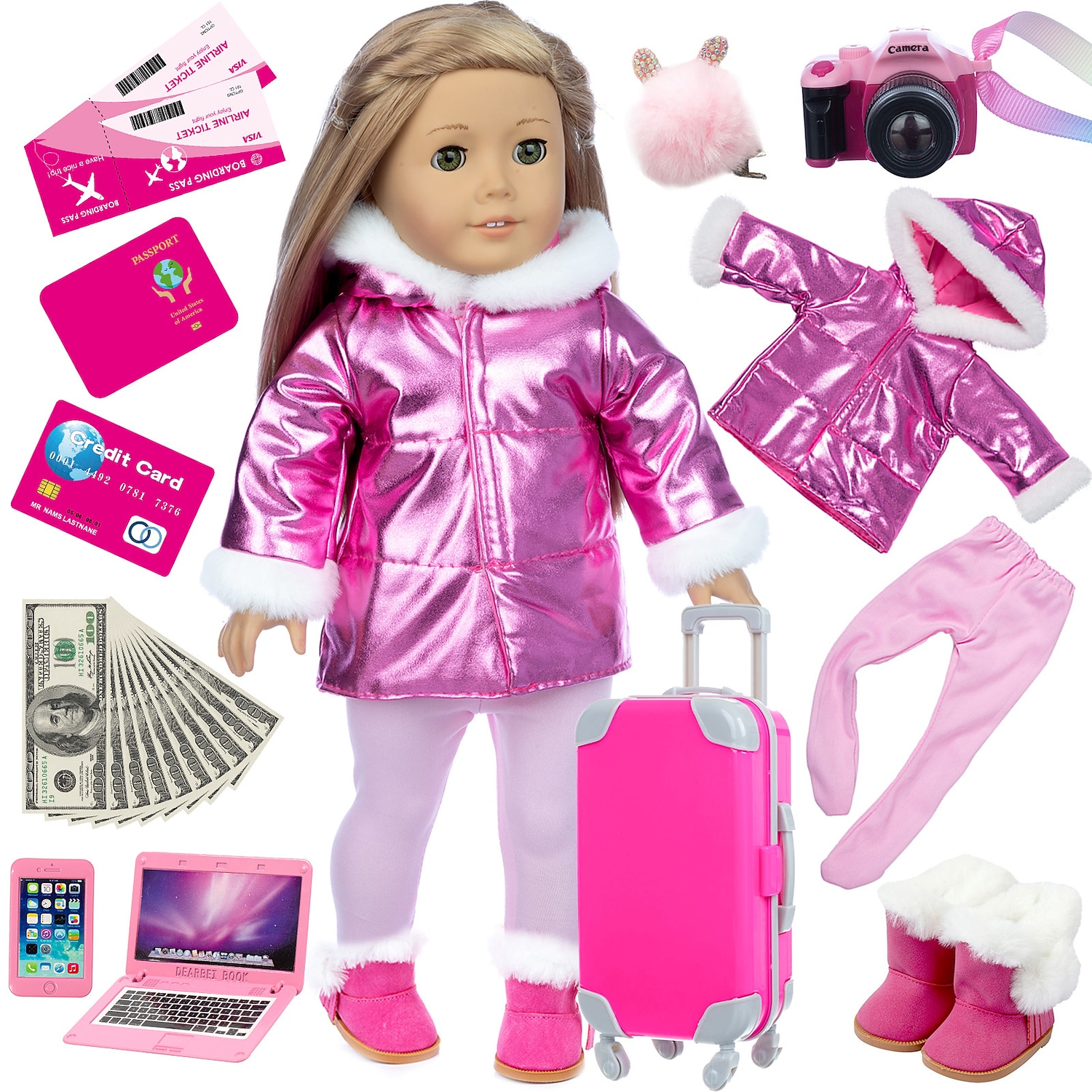Doll Accessories Travel Set, 18 Inch American Girl Doll Clothing