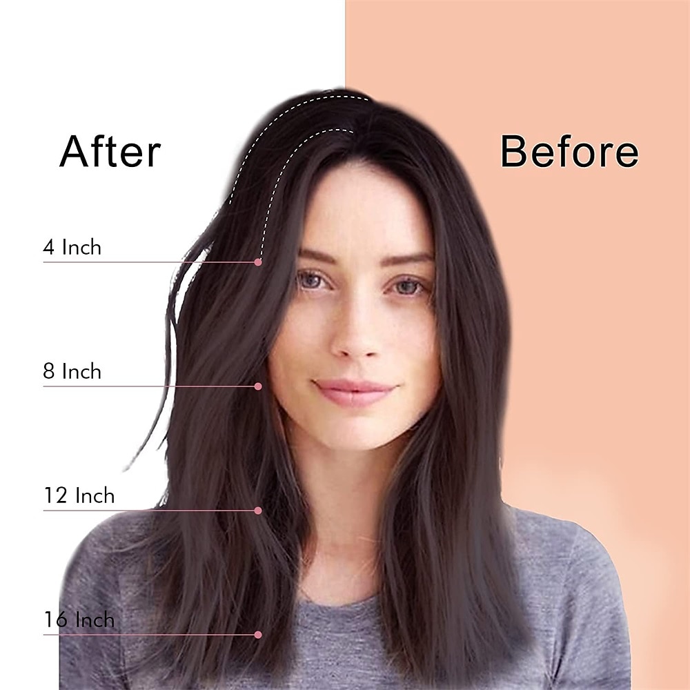 2 pak 4 inch korte dikke haarstukken die extra haarvolume toevoegen clip in hair extensions haar topper voor dunner wordend haar vrouwen kleur grijs/bruin/zilver/wit gemengd 2025 - $16.99 –P7