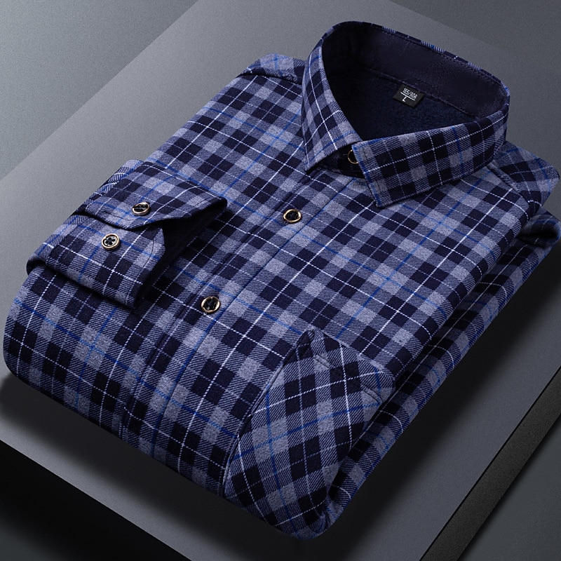 Voor heren Overhemd Geruit overhemd Shirt met kraag Fleeceshirt Overhemd met knopen Ruitjes Bruiloft Buiten A B C D Lange mouw Strijkijzer Winter Kleding 2025 - $29.99 –P5