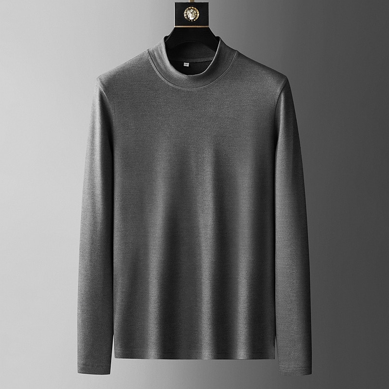 Men's Turtleneck shirt Long Sleeve Shirt Long Sleeve Crew Neck Spring & Fall Plain Fashion Casual Comfortable Street Holiday Going out Black White Blue Top Tee for Men 2025 - $20.99 –P8