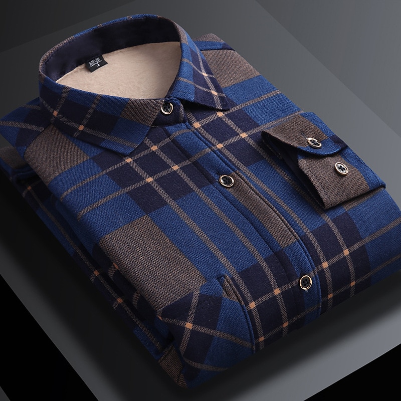 Voor heren Overhemd Geruit overhemd Shirt met kraag Fleeceshirt Overhemd met knopen Ruitjes Bruiloft Buiten A B C D Lange mouw Strijkijzer Winter Kleding 2025 - $29.99 –P1