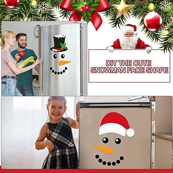 joyeux noël décorations garage porte décor bonhomme de neige aimants autocollants réfrigérateur decal bonhomme de neige visage garage de noël ensemble réfléchissant de voiture magnétique autocollants pour noël vacances réfrigérateur décor de 2025 ? $18.49 –P3