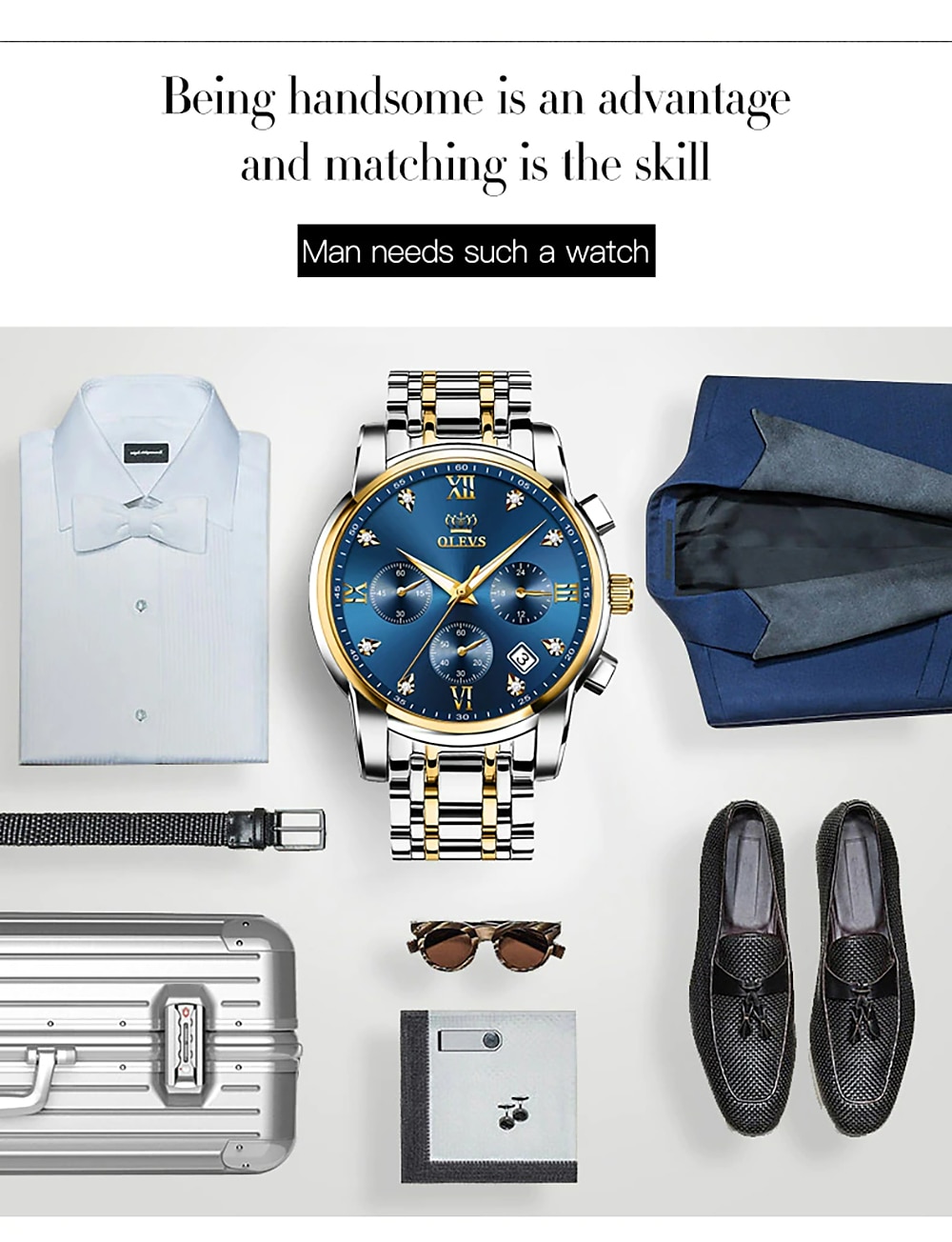 OLEVS Quartz Watch for Men Chronograph Luminous Luxury Wristwatch Large Dial Calendar Day Date Metal Stainless Steel Waterproof Wrist Watch Fashion Stylish Business Classic Gift 2026 - $39.99 –P20