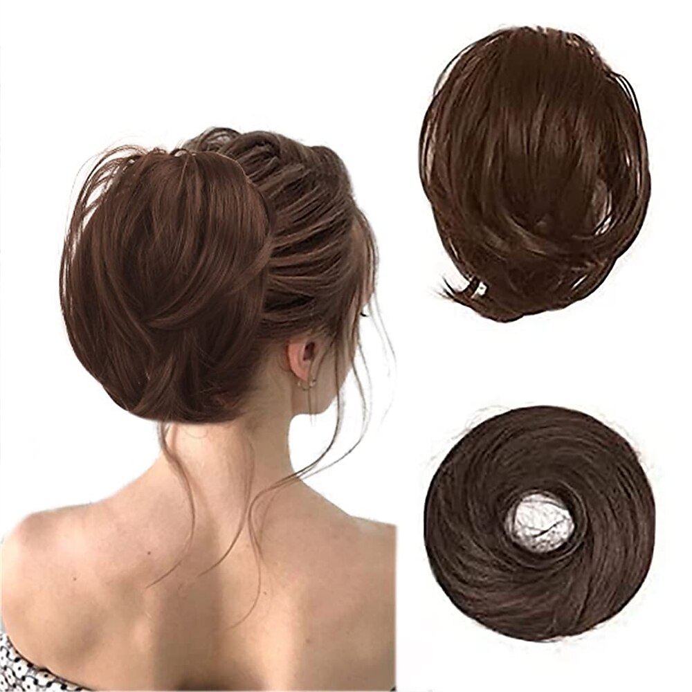 hiukset nuttura poninhäntäpidennys suora synteettinen hiuslisä täysin lyhyt poninhäntä nuttura pidennykset hiustarvikkeet joustava helppo scrunchie naisille vaalea kullanruskea sekoitus vaalean 2025 - $9.49 –P3