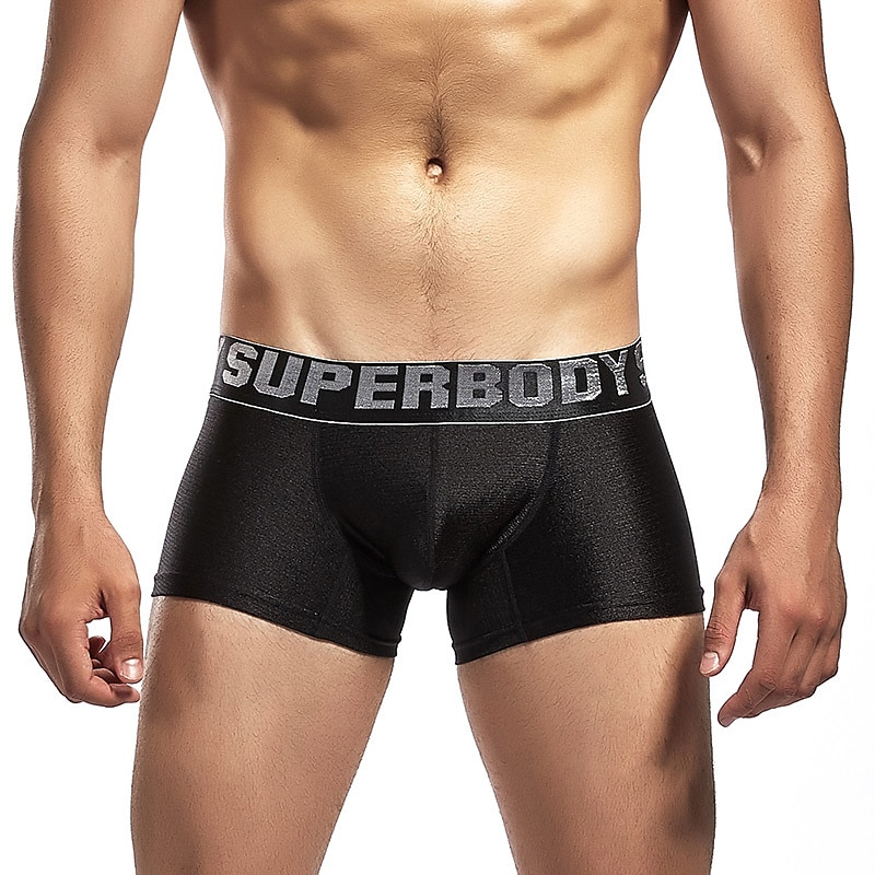 Per uomo 1 confezione Biancheria intima Mutandine di base Boxer Slip Nylon Antiparassitario A prova di perdita Alfabetico Vita normale Nero Rosso del 2025 a $12.49 –P2
