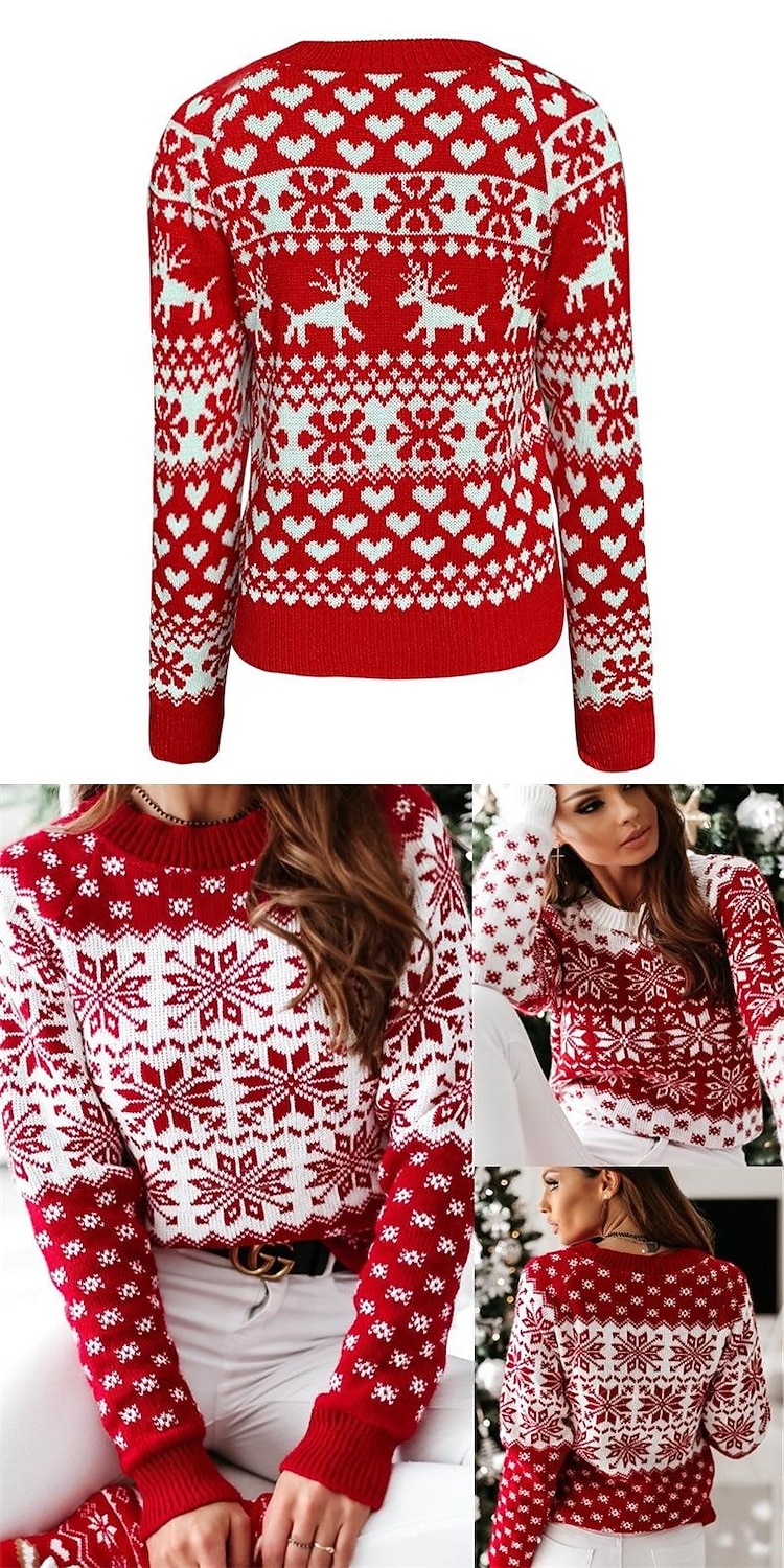 Ren Snöflinga Ful jultröja Jumper Dam Jul Vuxen Vuxna Jul julafton Jul Fest Topp 2025 - $43.99 –P7