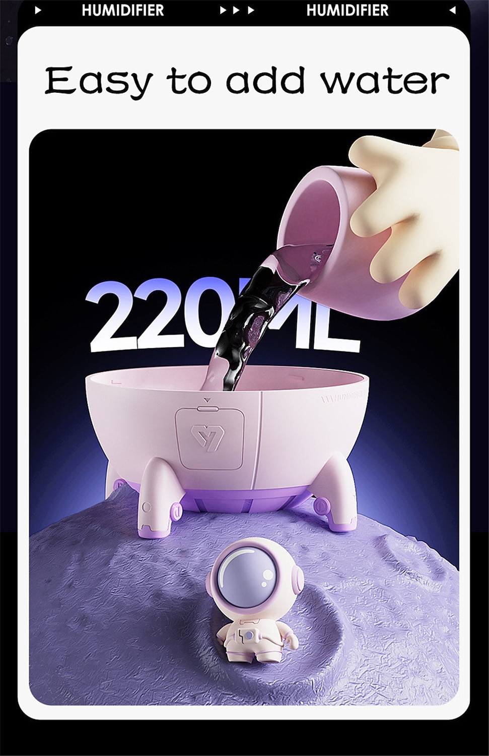 LED Smart Light Air Humidifier USB Ultrasonic Cool Mist Aromatherapy Space Capsule Water Diffuser with Led Light Astronaut Humidificador 2025 - $17.99 –P10