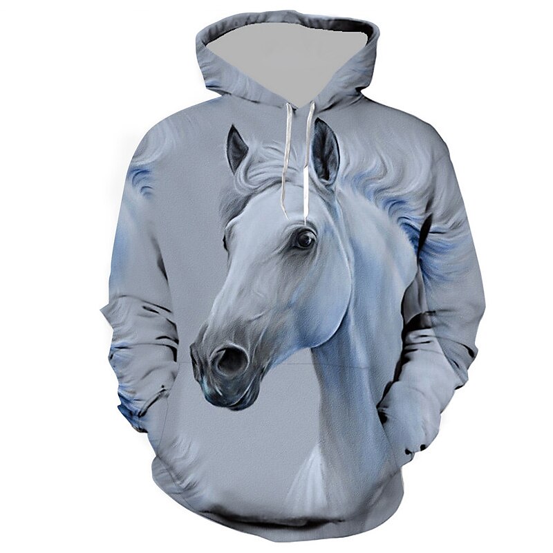 Homens Animal Cavalo Moletom Moletons Moletom com capuz Manga Longa Moletom com capuz Com Capuz Roupa de rua Impressão 3D Diário Esportes Branco Rosa Imprimir Primavera & Outono Designer de 2025 por $29.99 –P2