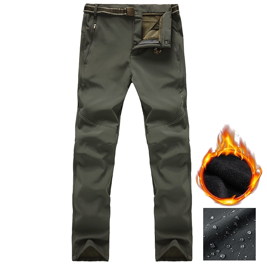 Men's Waterproof Hiking Pants Fleece Lined Pants Softshell Pants Winter Outdoor Thermal Warm Fleece Lining Waterproof Windproof Pants / Trousers Bottoms Black Army Green Fleece Hunting Ski 2025 - $34.99 –P5
