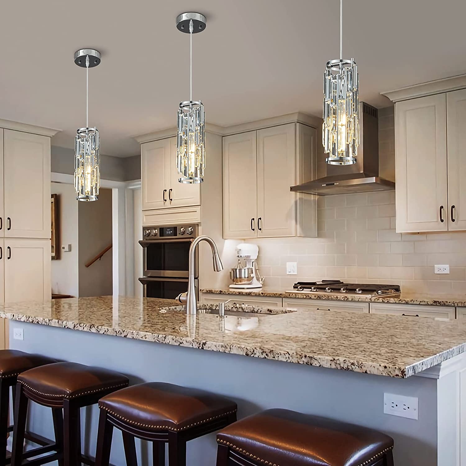 1 Light Pendant Light Black Modern Pendant Light, Mini Crystal Chandelier, Adjustable Pendant Light for Kitchen Island Dining Room Bedroom 2025 - $154.99 –P18