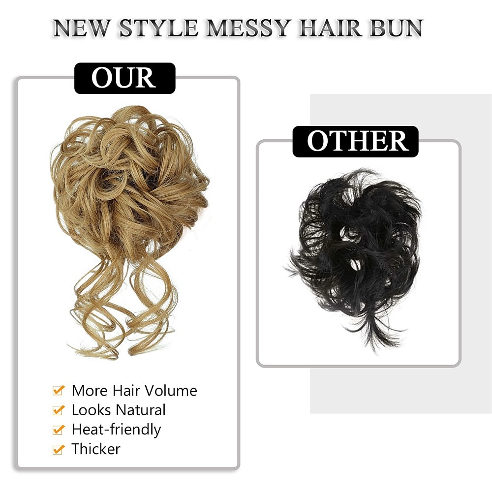 Messy Bun Hair Piece Messy Hair Bun Scrunchies for Women Tousled Updo Bun Synthetic Wavy Curly Chignon Ponytail Hairpiece for Daily Wear 2026 - $9.49 –P13