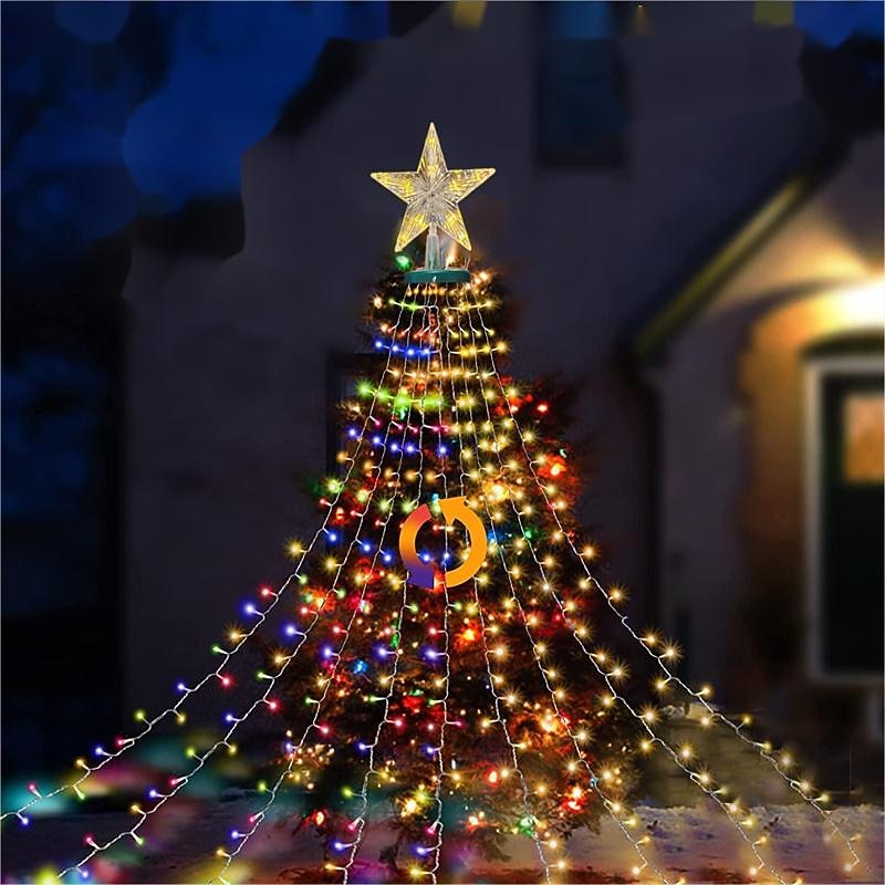Luzes de Natal em Corda para Árvore Decorações Plug 2M/6.56FT x 8 Linhas com Anel 280LED Fáceis de Instalar Luzes de Corda de Natal com 8 Modos Decorações de Natal ao Ar Livre e Interiores para de 2025 por $29.99 –P2