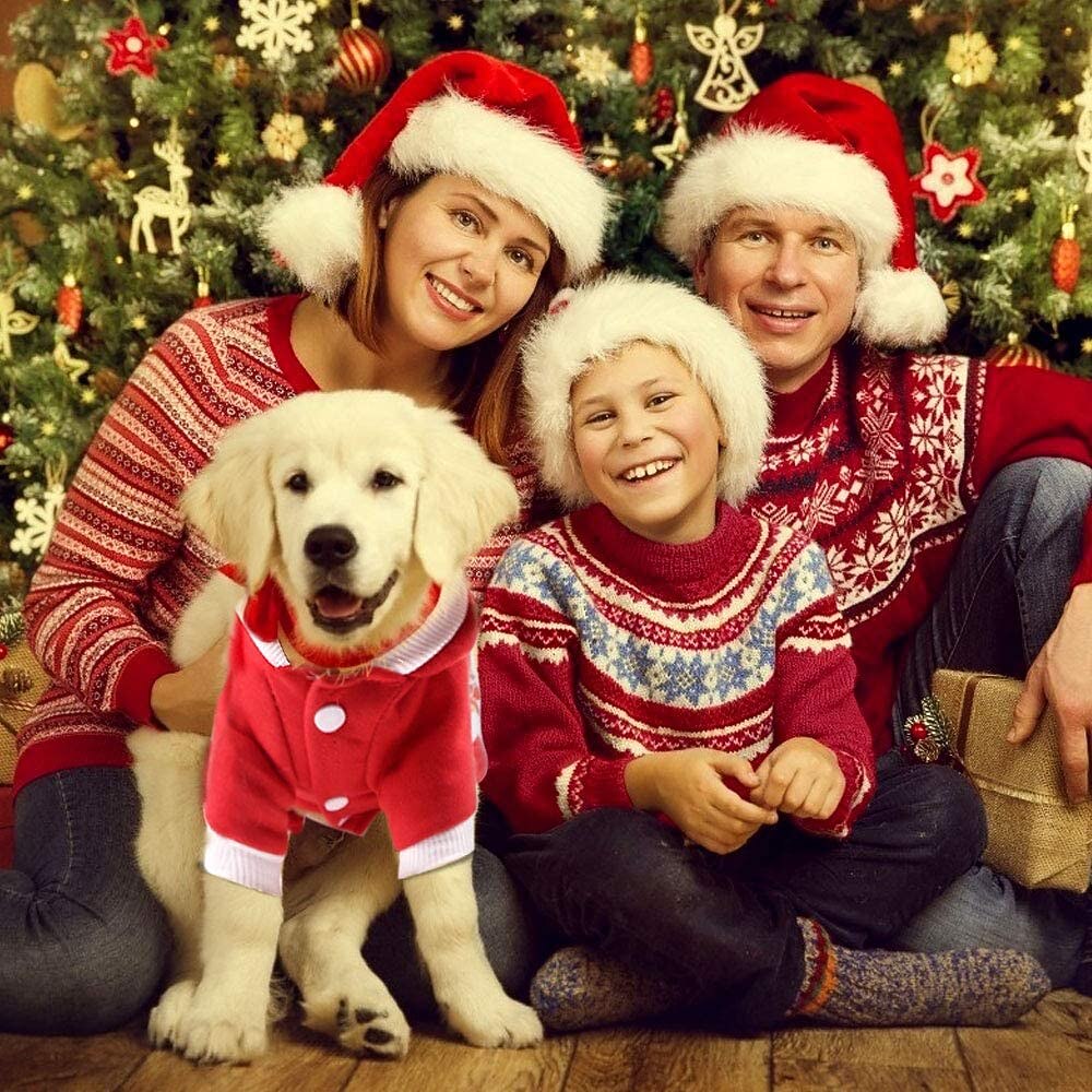 Weihnachtspyjama Für Kleine Hunde – Pullover-Design, Weiches Flanell, Größe L, „Happy Christmas“