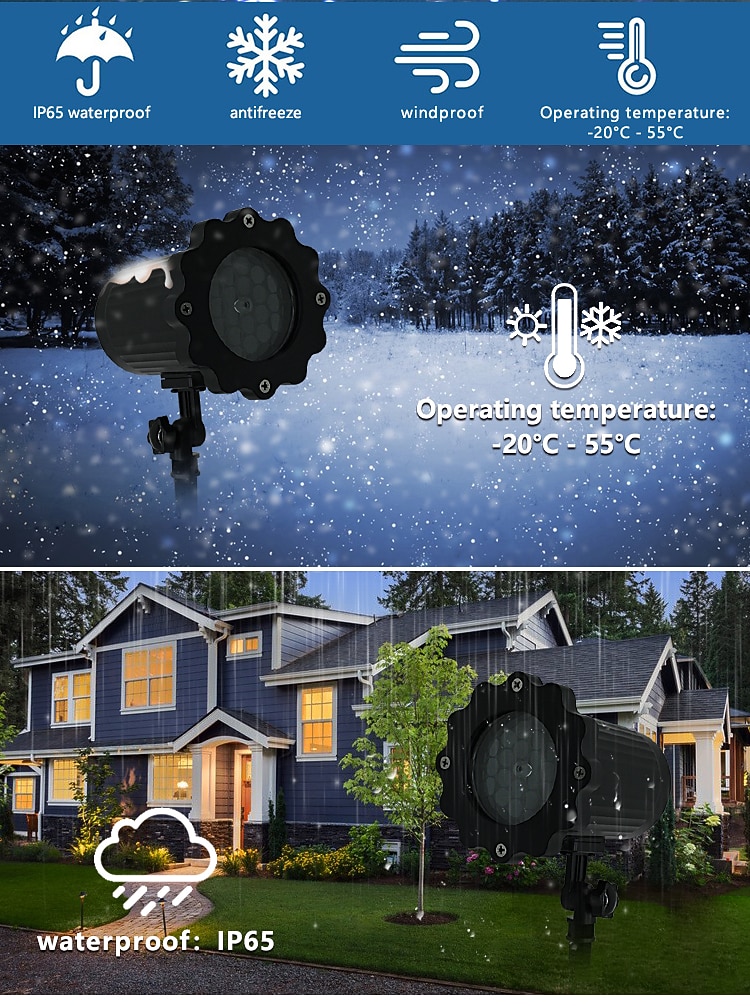 Snowflake lampa projektora oświetlenie świąteczne o wysokiej jasności wtyczka niskiego napięcia pilot boże narodzenie wewnątrz i na zewnątrz atmosfera dekoracyjna lampa projektora 2025 - $27.99 –P12