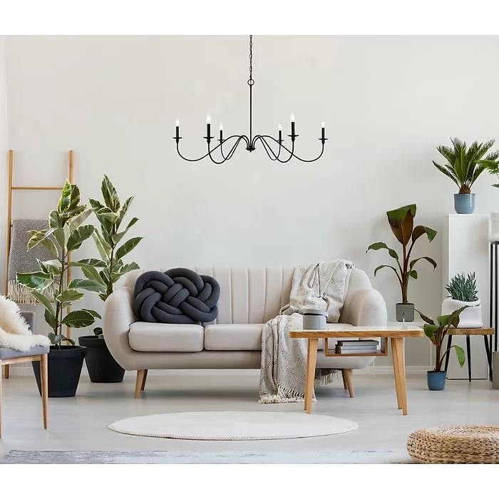 Lámpara colgante led de 88 cm 6 luces estilo vela hierro industrial para comedor, salón, cocina negro moderno tradicional/clásico 220-240v 2025 - $151.99 –P11