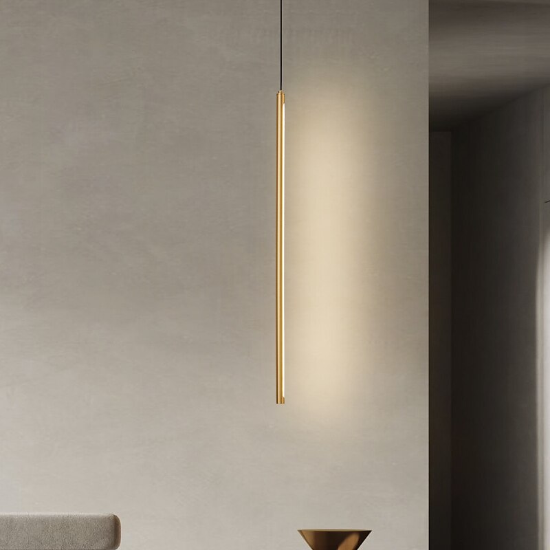 lampada a sospensione a led design lineare, 56 cm cavo a 1 luce linea regolabile lampada a sospensione design per camera da letto soggiorno bar caffetteria argento luminoso/coppe (lampadina inclusa) del 2025 a $229.99 –P2