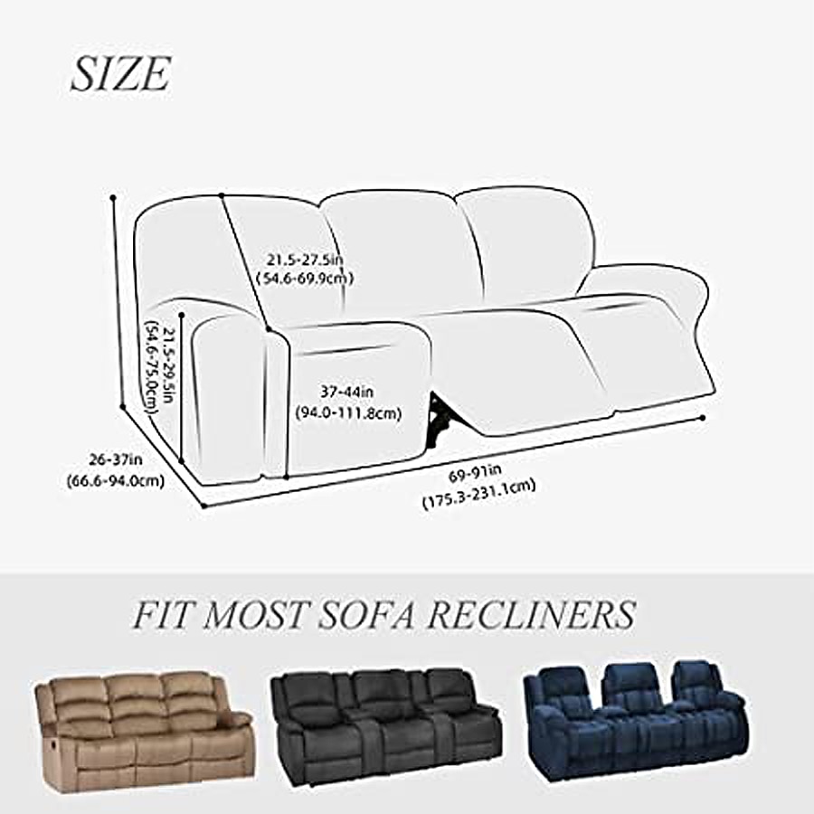 100% Waterproof 3 Seater Recliner Sofa Cover Stretch Pu Leather Black Grey High Elastic Couch Slipcover 3 Seats Cushion Reclining Furniture Protector 2025 - $68.99 –P3