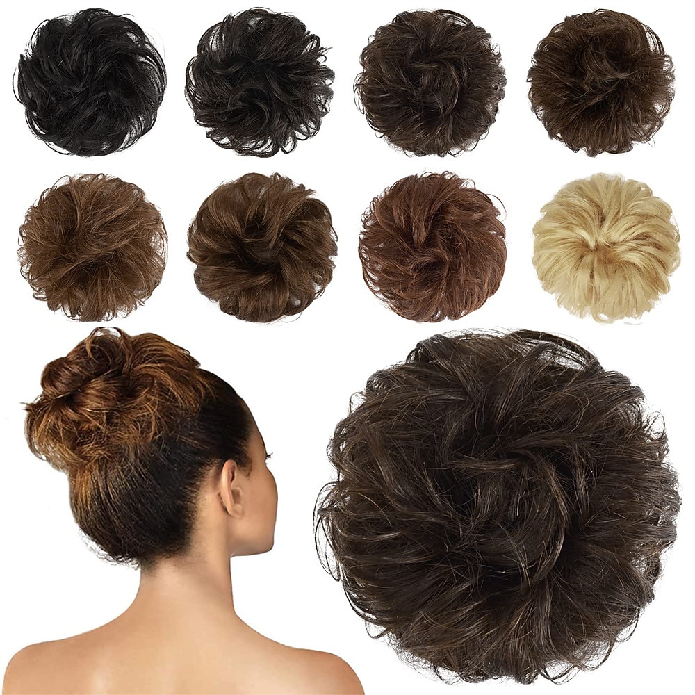 menneskehår rotete boller 100% menneskehår knuller hårstykke ekte menneskehår bølget ask blondt hår scrunchies bustete oppsatte hårstykker for kvinner jenter 2025 - $12.99 –P8