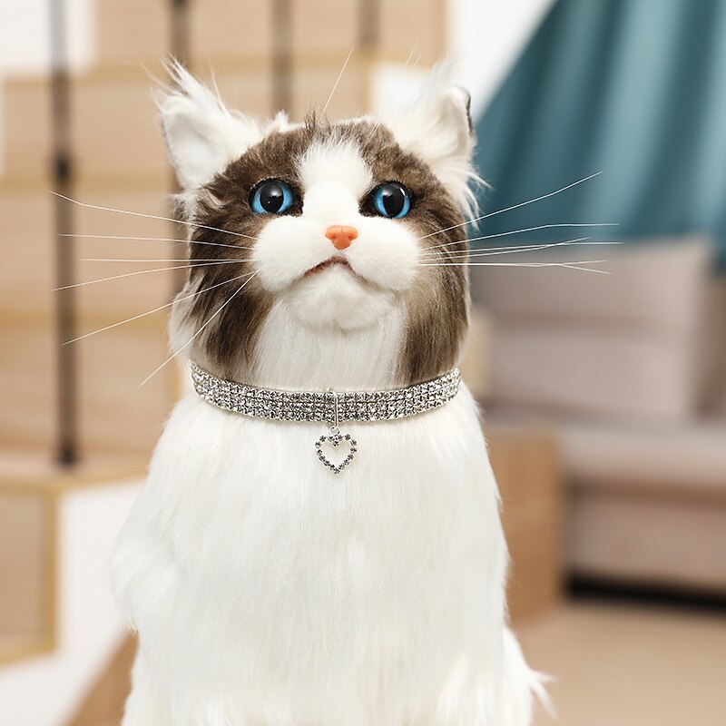 2 Pcs Three Row Elastic Pet Diamond Necklace Love Pendant Chain Cat Dog Collar Pet Supplies Small Dog Accessories 2025 - $18.49 –P2