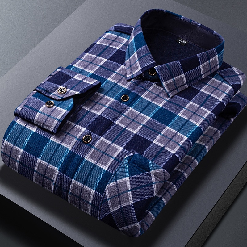 Voor heren Overhemd Geruit overhemd Shirt met kraag Fleeceshirt Overhemd met knopen Ruitjes Bruiloft Buiten A B C D Lange mouw Strijkijzer Winter Kleding 2025 - $29.99 –P7