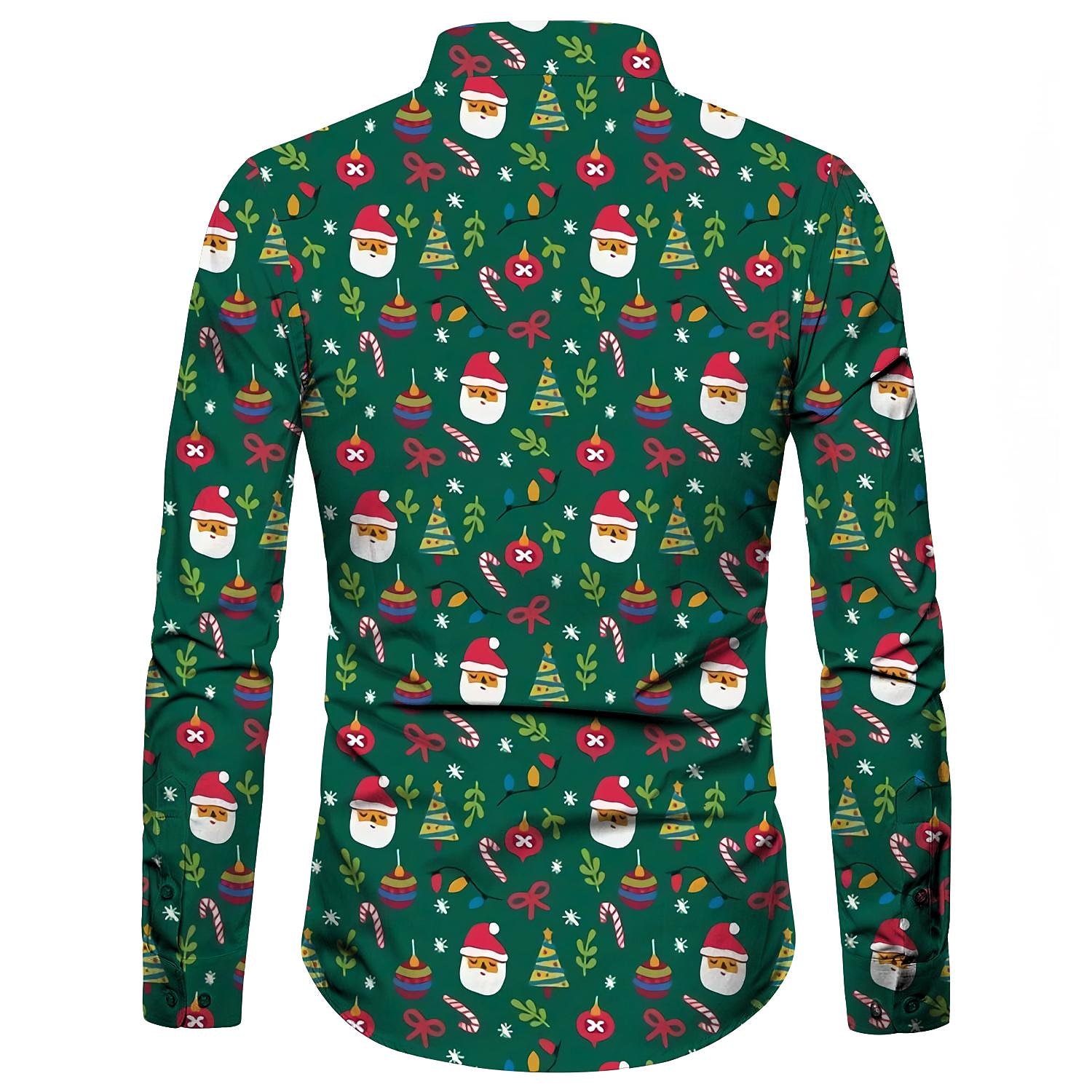 chemises imprimées père noël pour hommes chemises arbre père noël vacances col classique vert armée vert rouge blanc décontracté manches longues imprimé vêtements vêtements mode style ethnique de 2025 ? $26.99 –P9